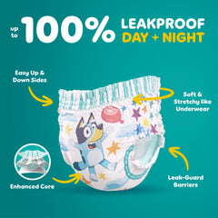 Pampers Easy Ups stretchy sides for easy pull up and down