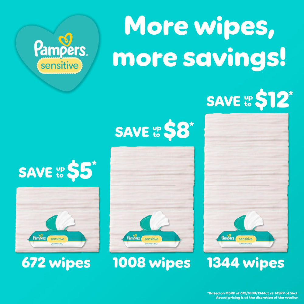 Pampers Sensitive wipes clinically proven for baby skin comfort