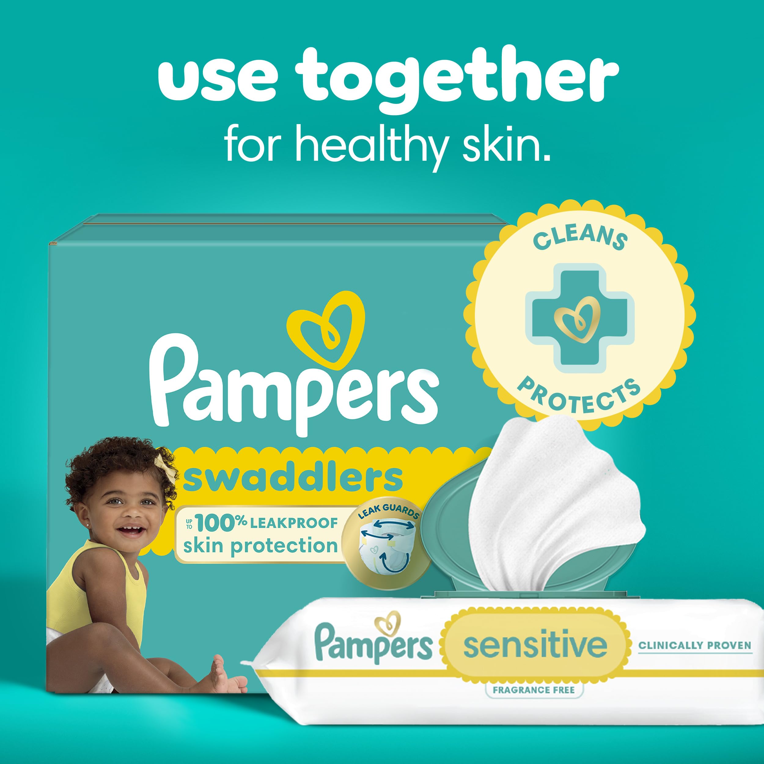 Pampers Sensitive is fragrance-free and alcohol-free for gentle care.