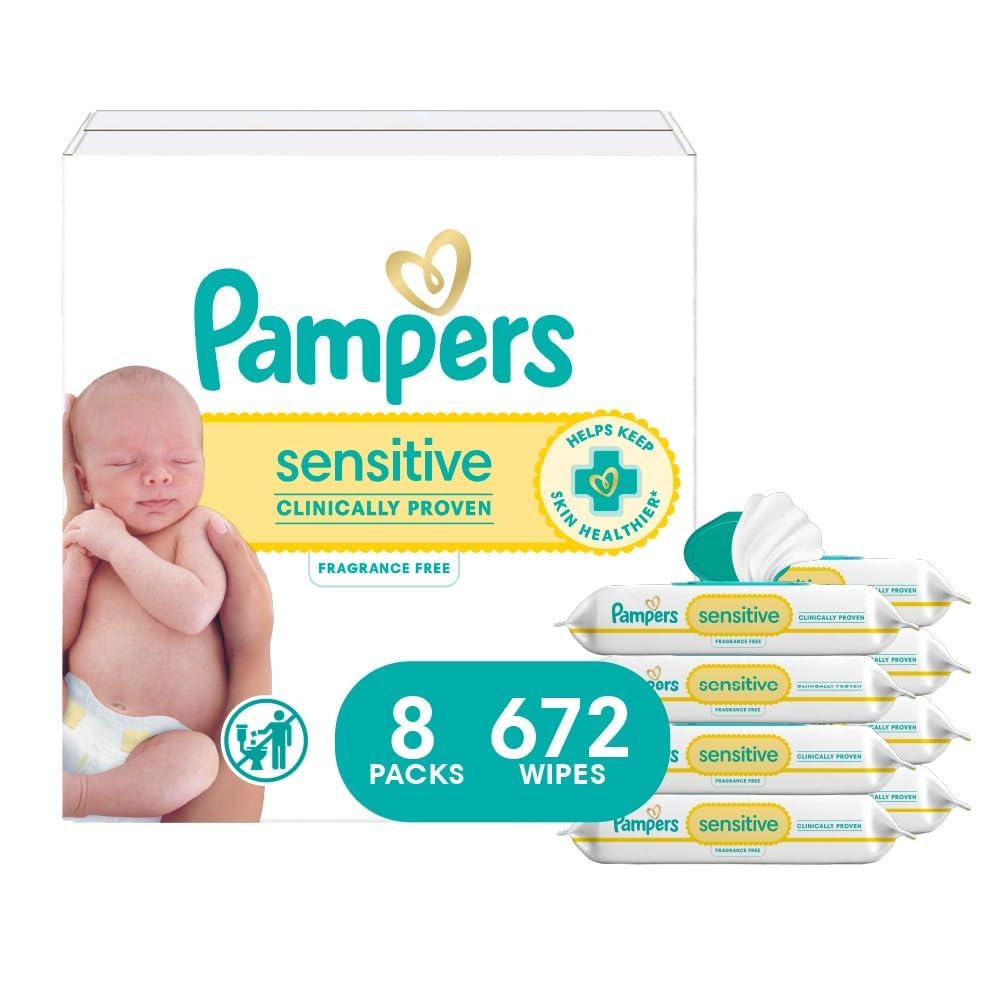 Pampers Sensitive wipes water-based formula for gentle cleaning