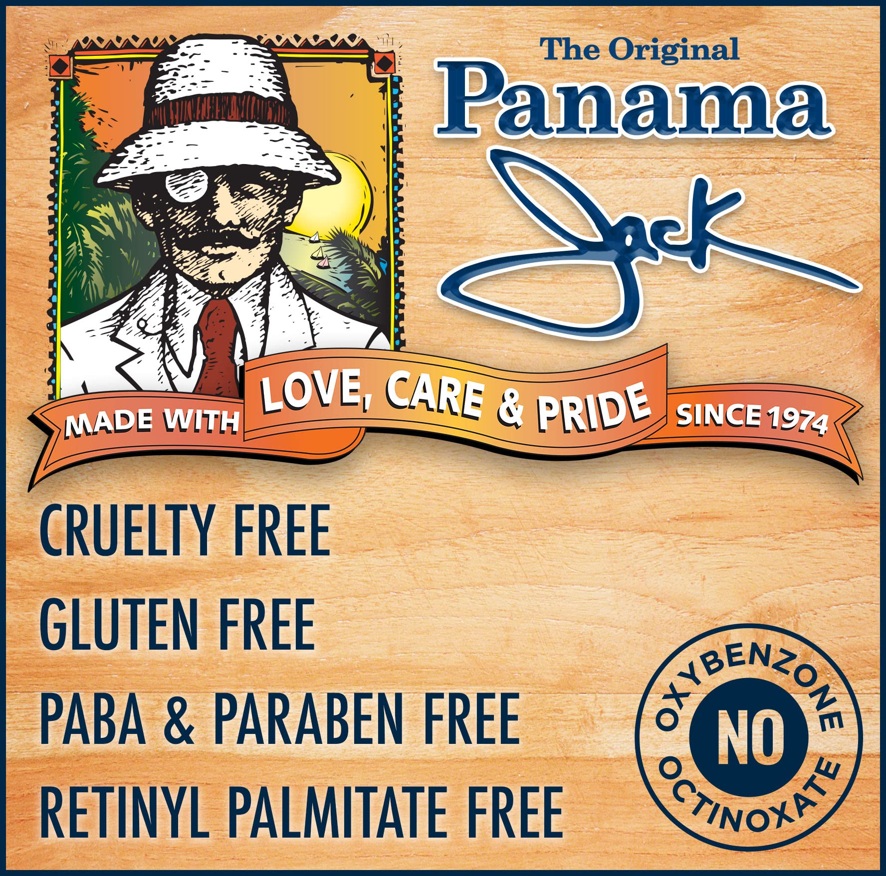 Panama Jack Sunscreen Tanning Lotion SPF 8 label close-up shows tropical fragrance and antioxidant moisturizing formula