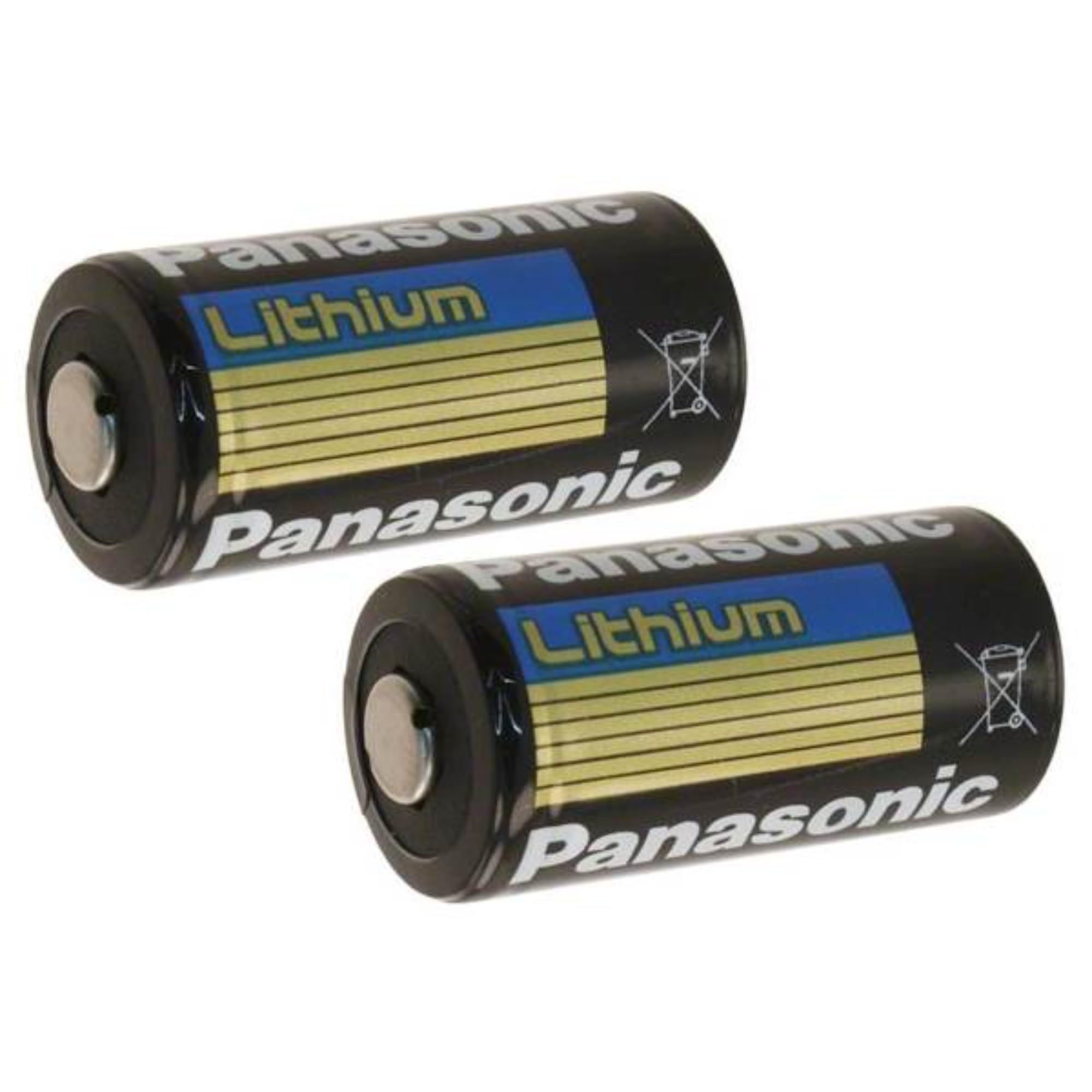 Panasonic CR123A pack-2 color variants front view for reliable camera power.