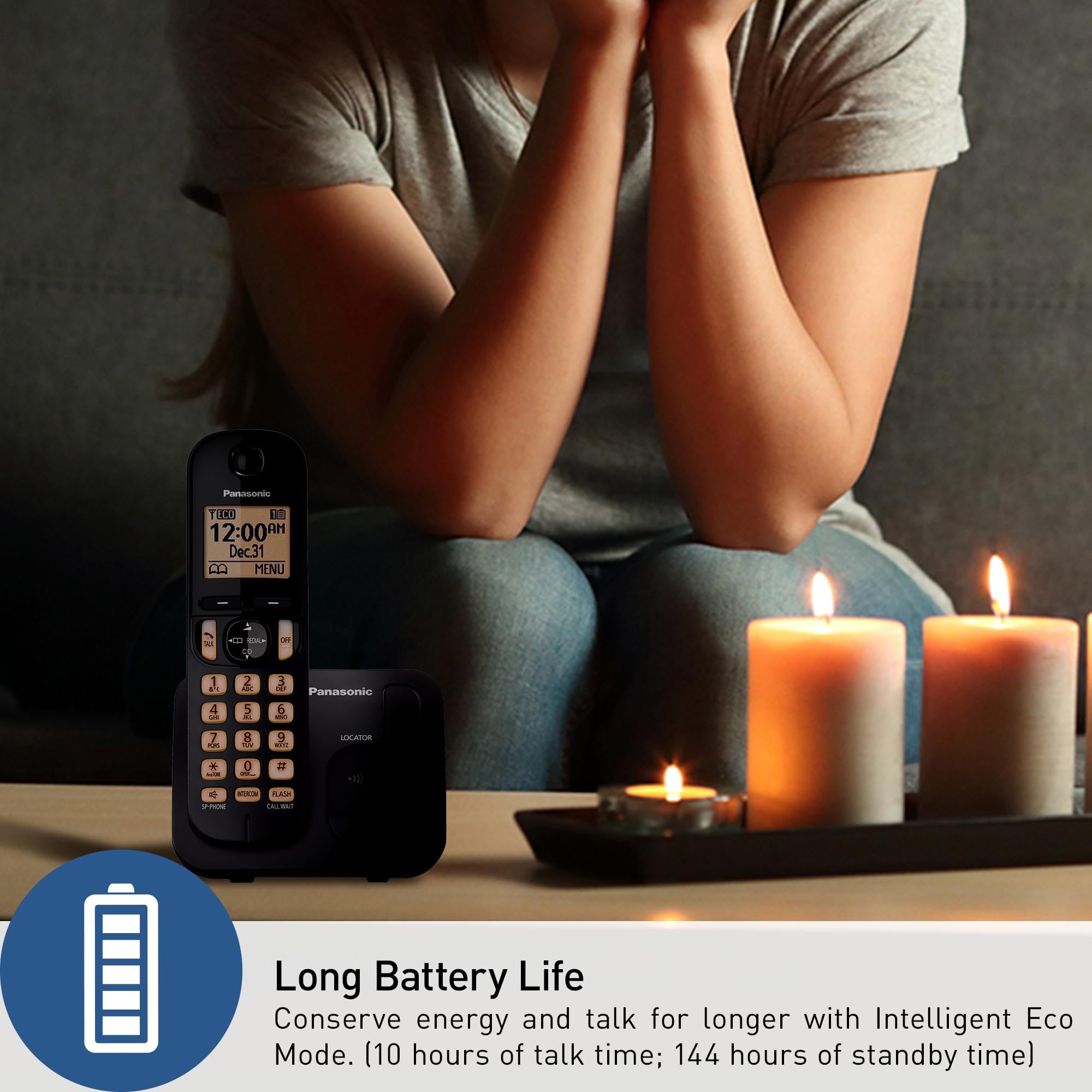 Hands-free speakerphone enables comfortable conversations around the home.