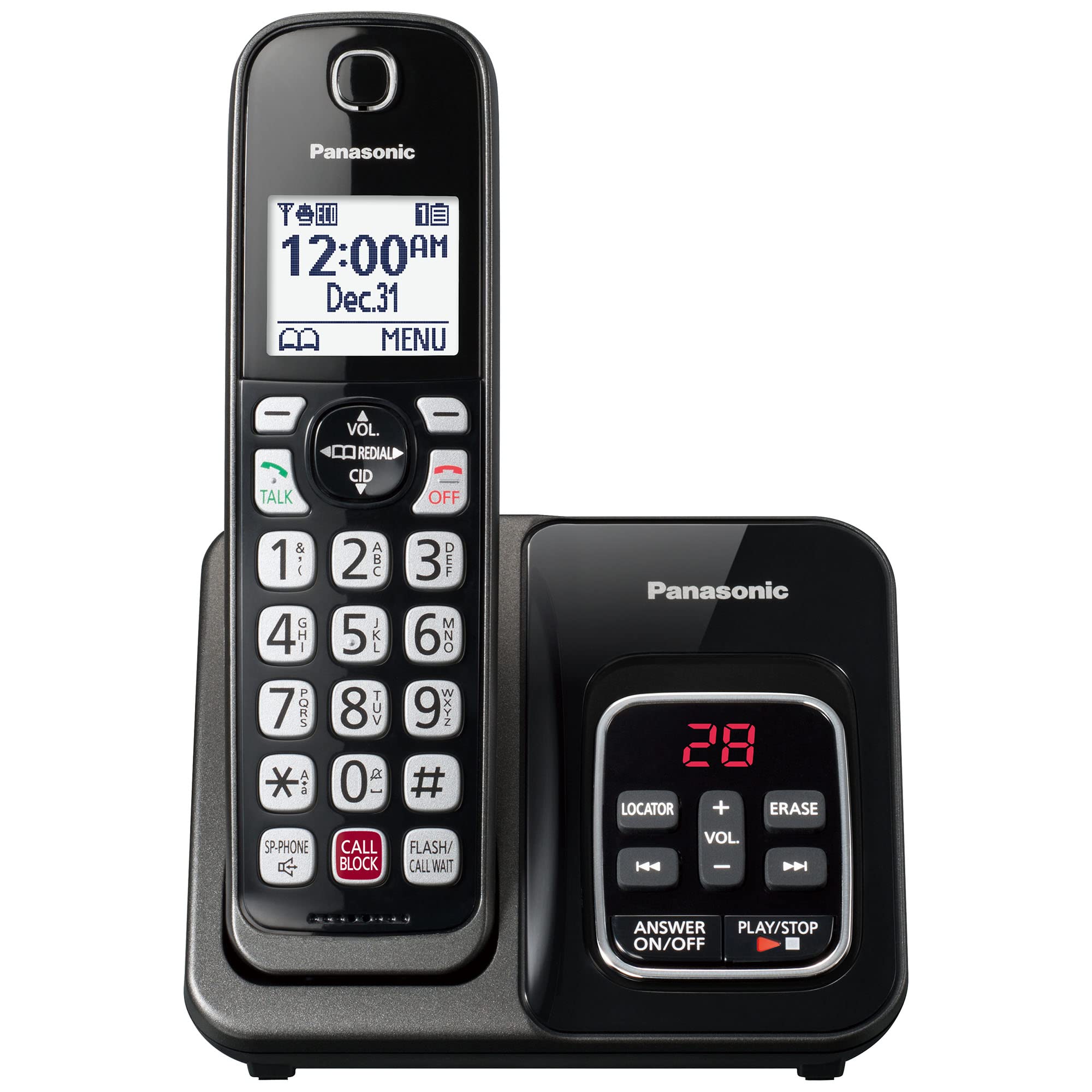 Panasonic KX-TGD830M base unit with high‑contrast display for easy readability during calls