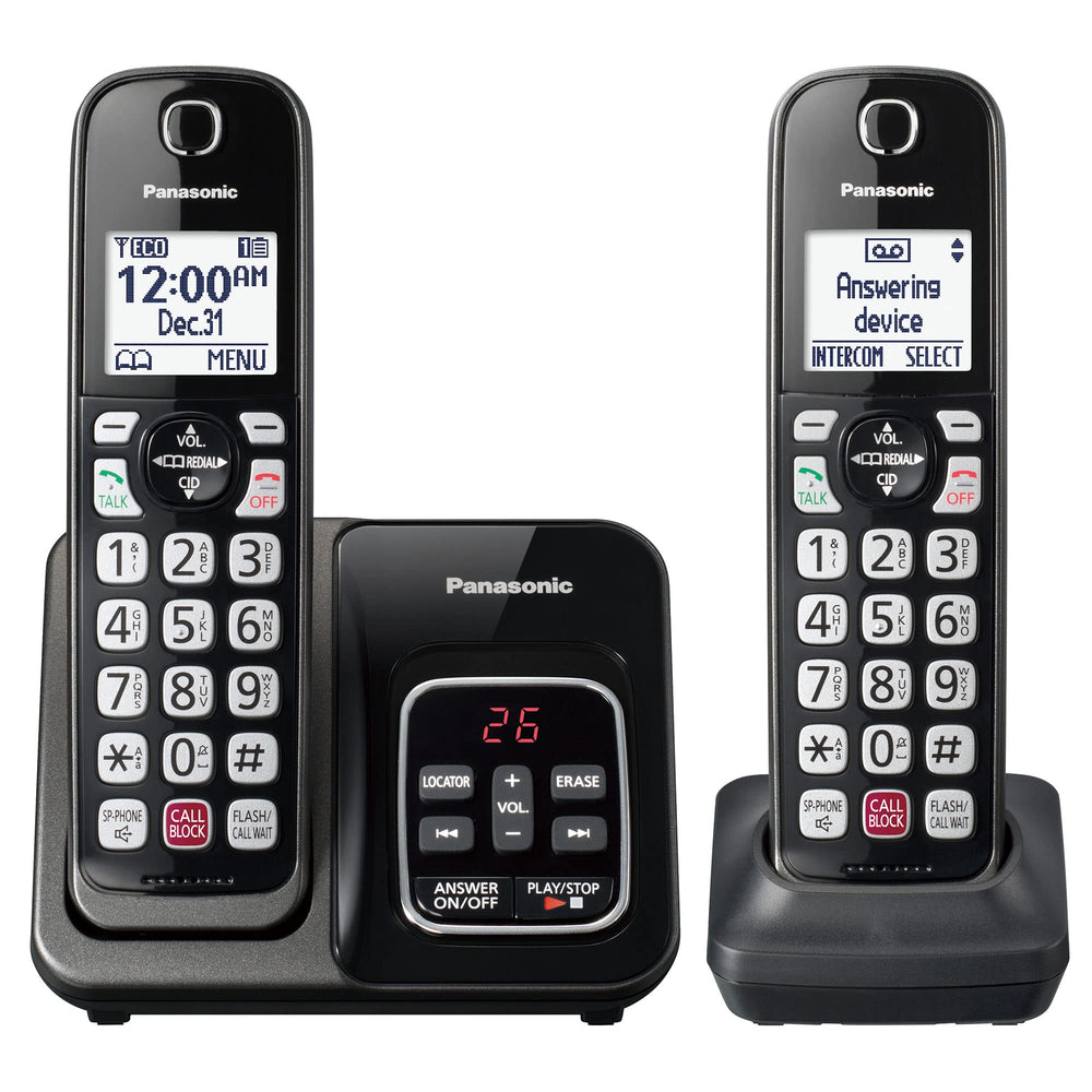 Panasonic KX-TGD832M front view showing the sleek cordless design for home use.