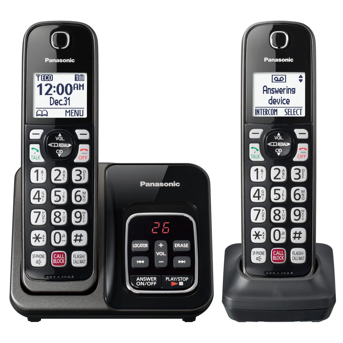 Panasonic KX-TGD832M front view showing the sleek cordless design for home use.