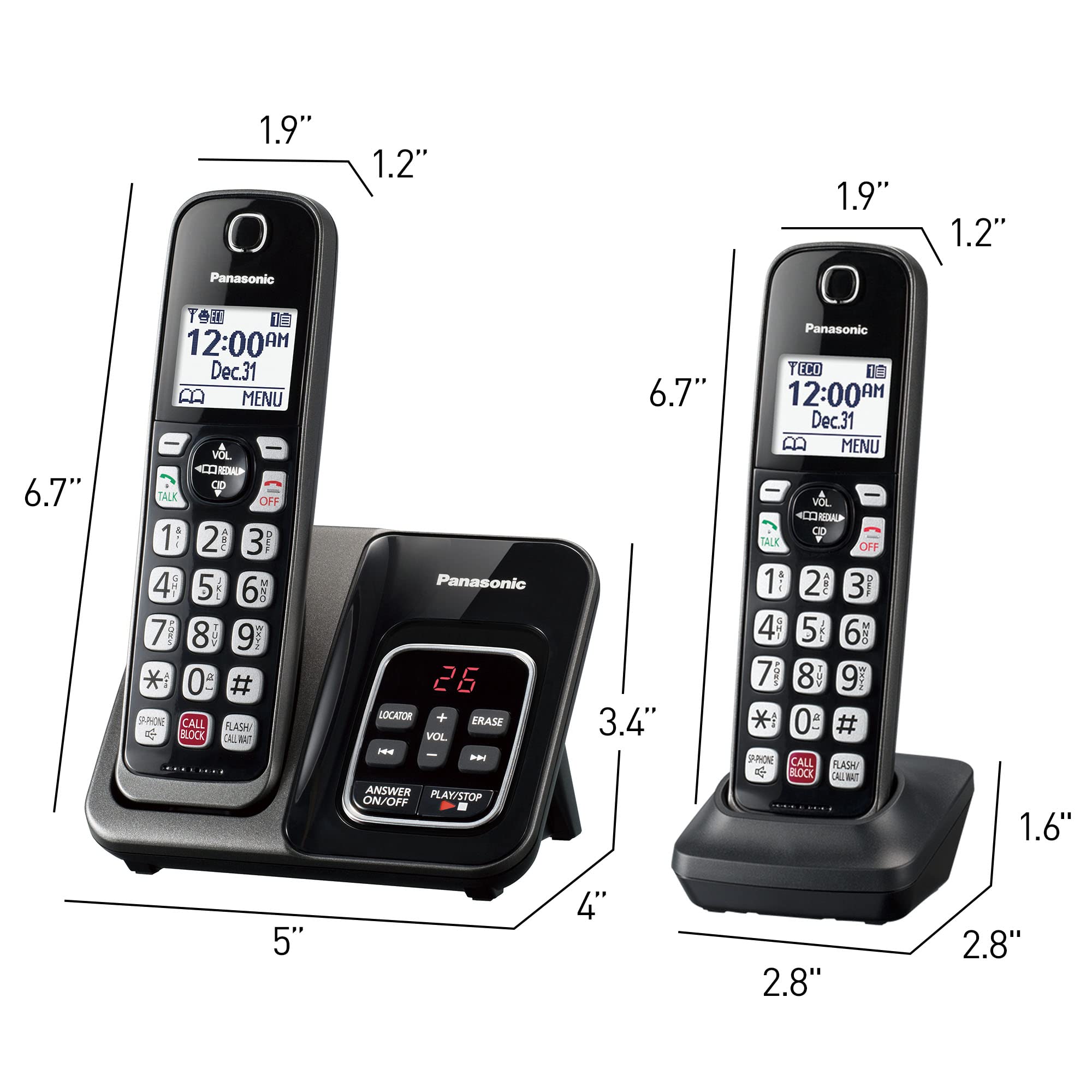 Panasonic KX-TGD833M bilingual caller ID display helps identify callers clearly.