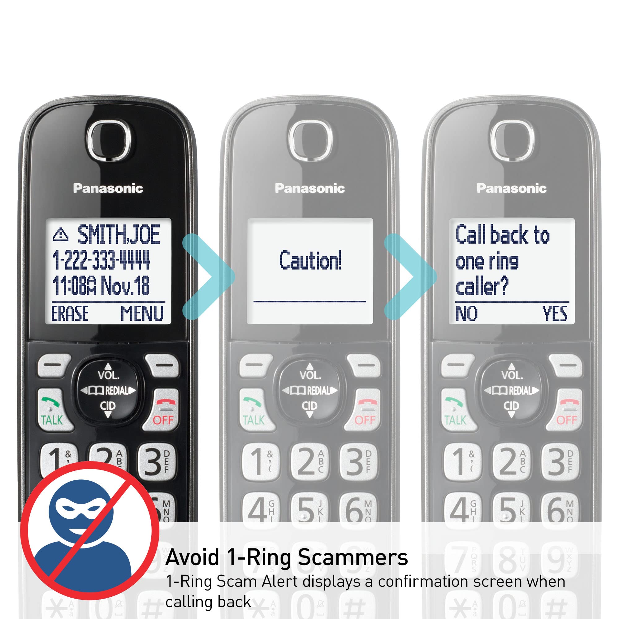 Panasonic KX-TGD833M one-touch call block button for quick blocking.