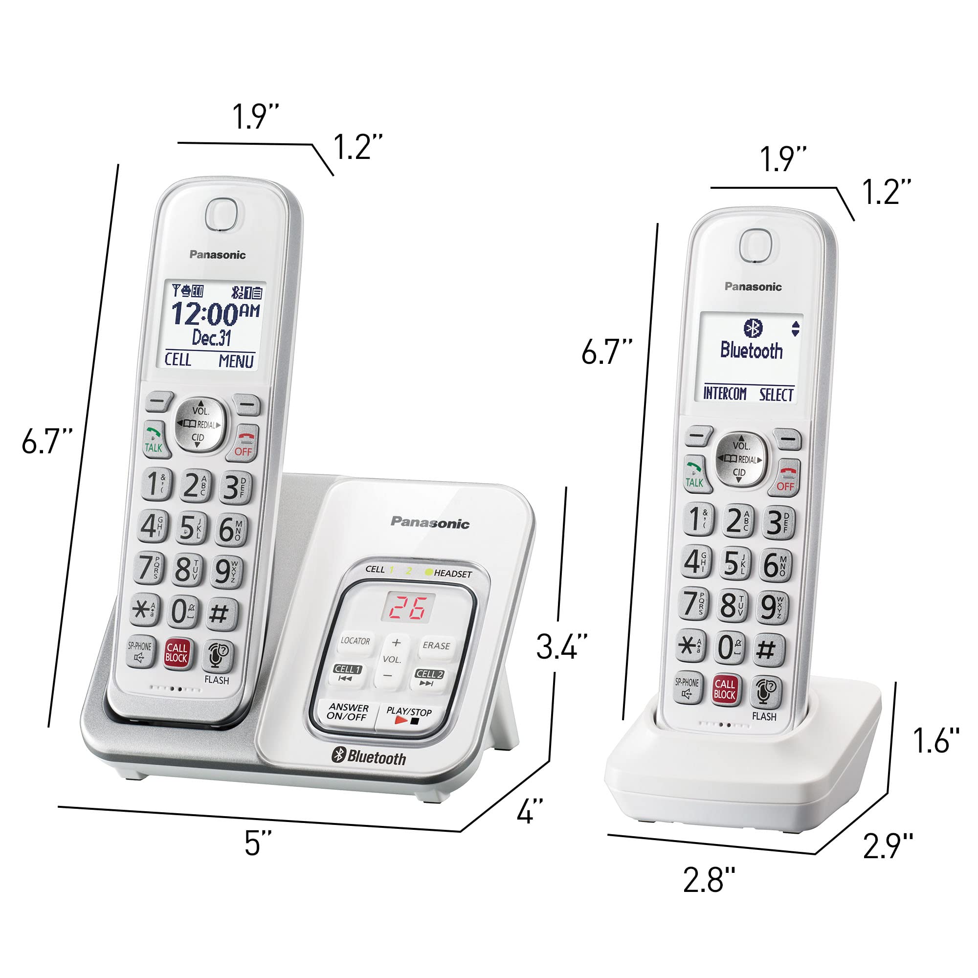 Panasonic KX-TGD864W four handsets included for whole-home coverage.