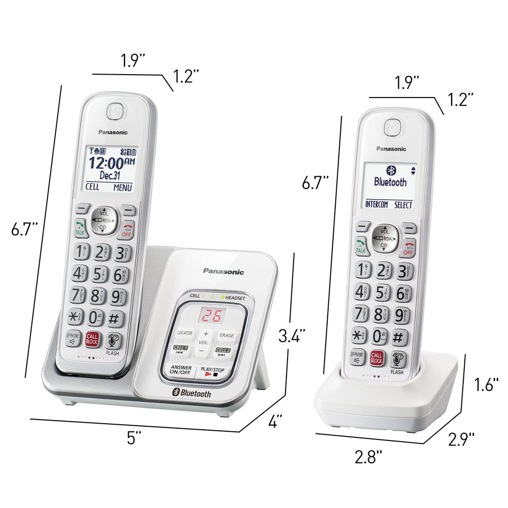 Panasonic KX-TGD864W four handsets included for whole-home coverage.