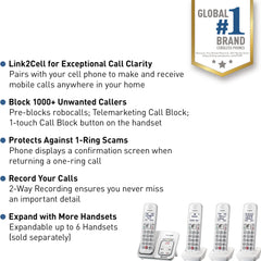 Panasonic KX-TGD864W handset illuminated keypad improves dialing in low light.