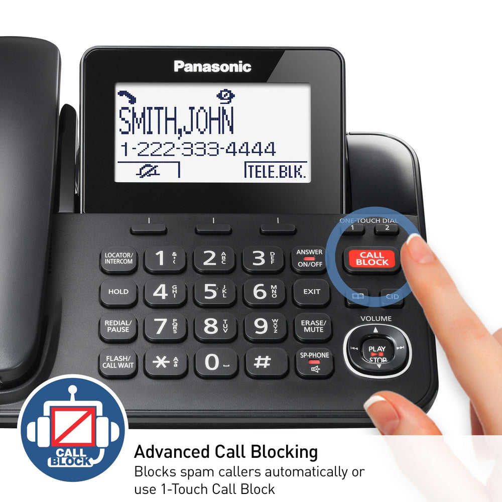 Panasonic KX-TGF852B 3.4-inch LCD display on the base for quick caller ID