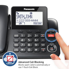 Panasonic KX-TGF852B 3.4-inch LCD display on the base for quick caller ID