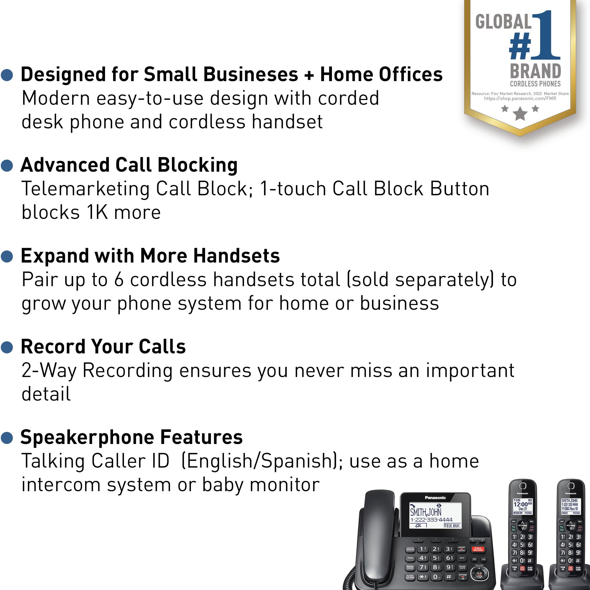 Panasonic KX-TGF852B cordless handset shown for flexible home use