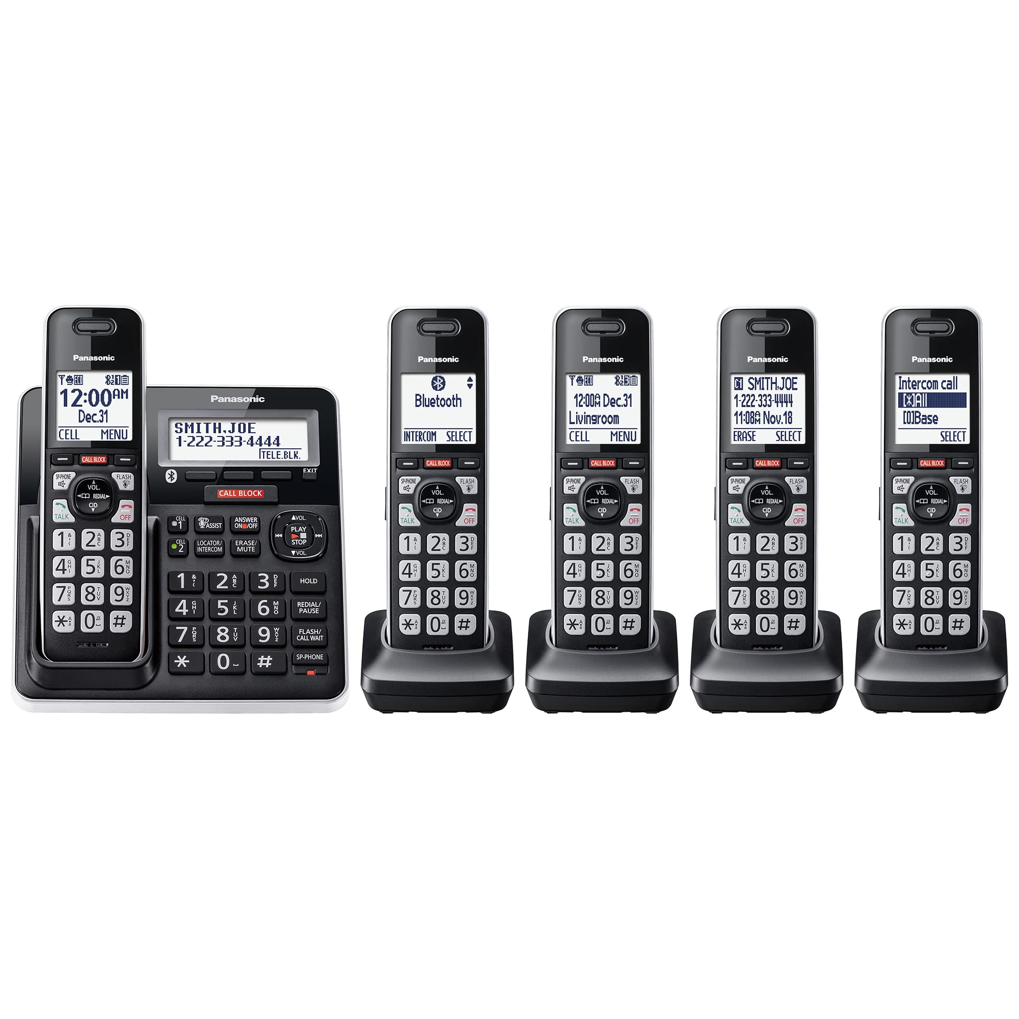 Panasonic KX-TGF975B Link2Cell pairing enables hands-free calls from two cell phones