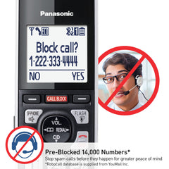 One-Ring Scam Alert screen helps identify suspicious calls on the KX-TGF975B