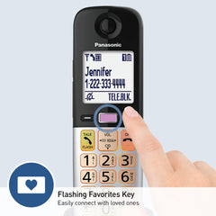 Panasonic KX-TGU433B Favorites Key glows to highlight important contacts.