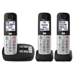 Panasonic KX-TGU433B main unit with large display for easy viewing during calls.
