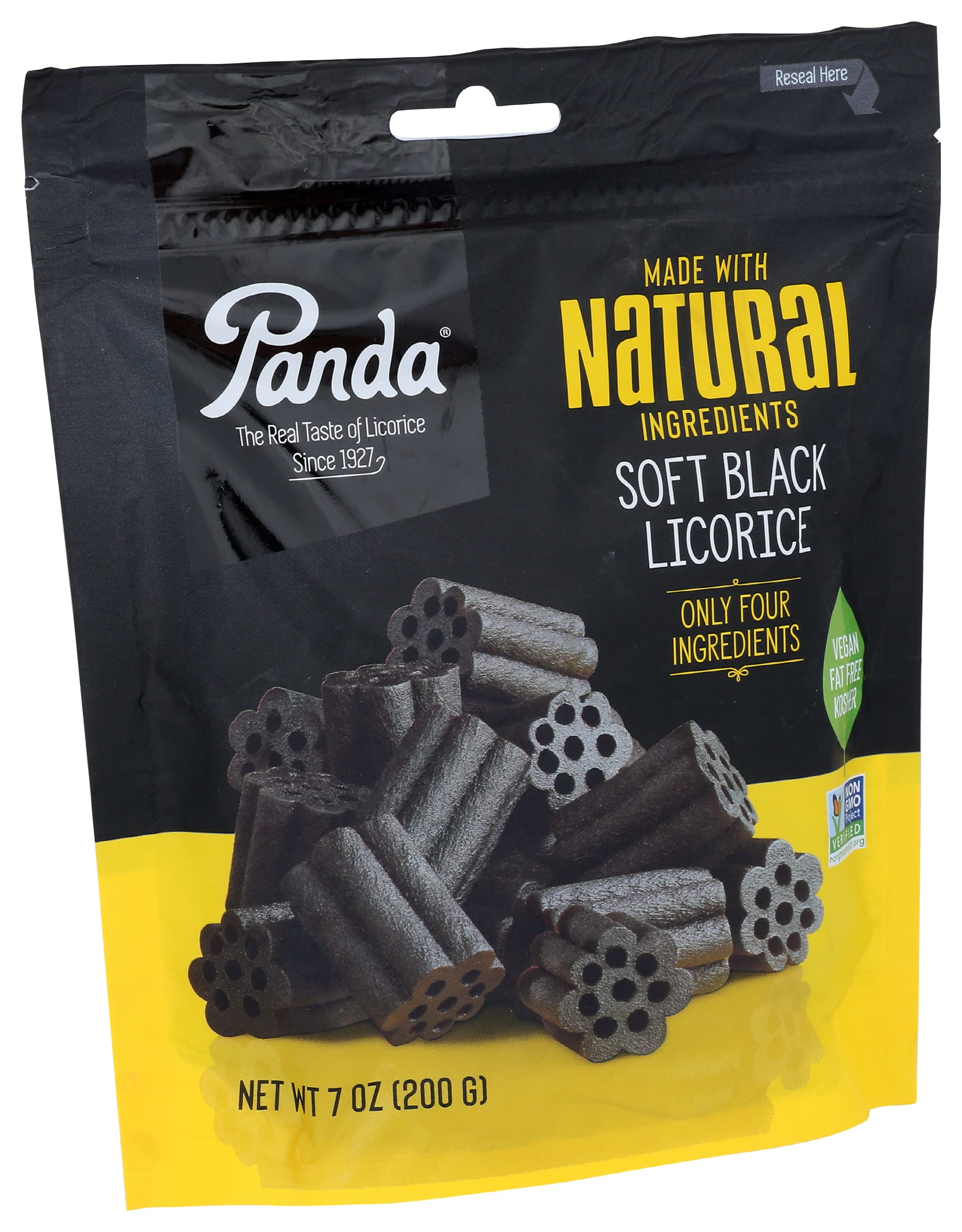 Panda Licorice Chew ingredients label emphasizes all-natural ingredients.