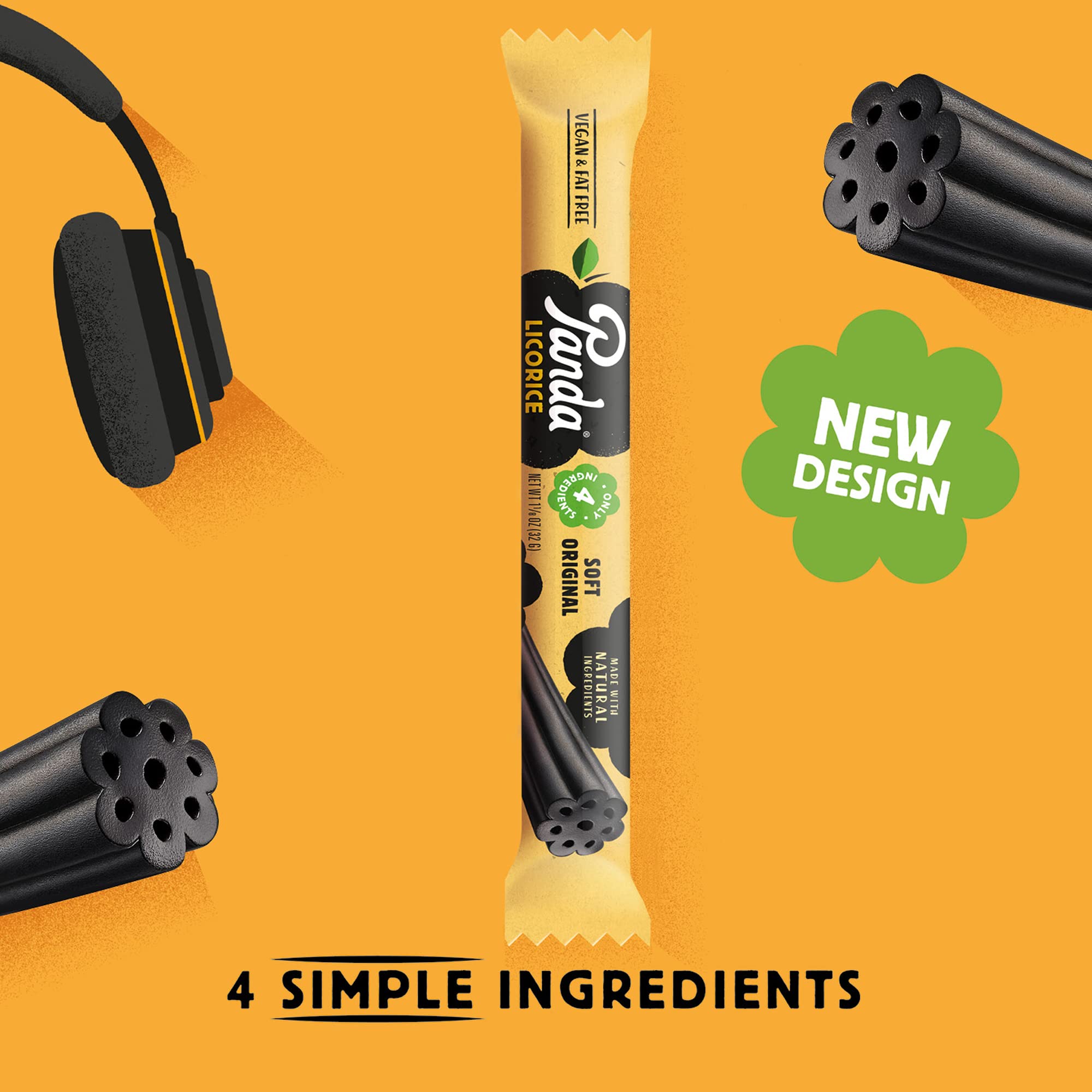 Panda licorice chewy bite illustrates soft, chewy texture.