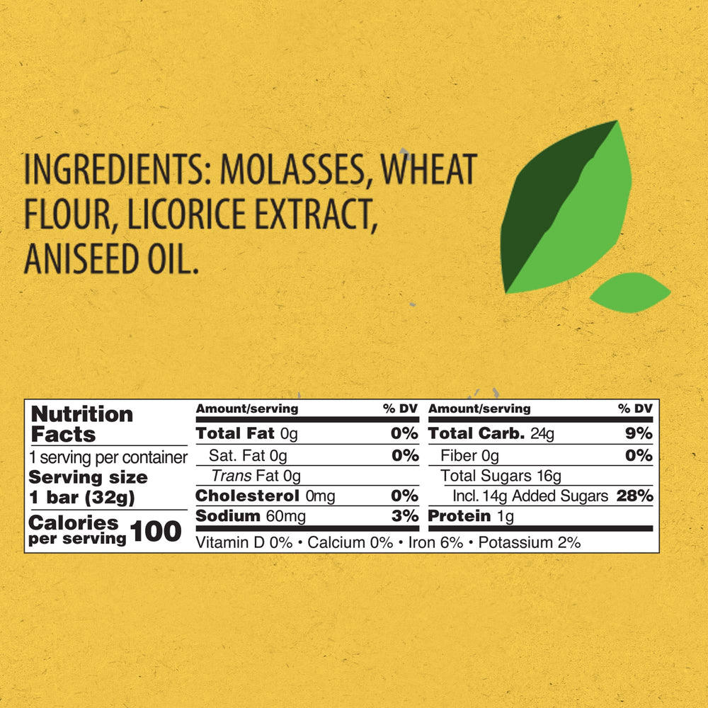 Panda licorice ingredients close-up displays four natural ingredients.