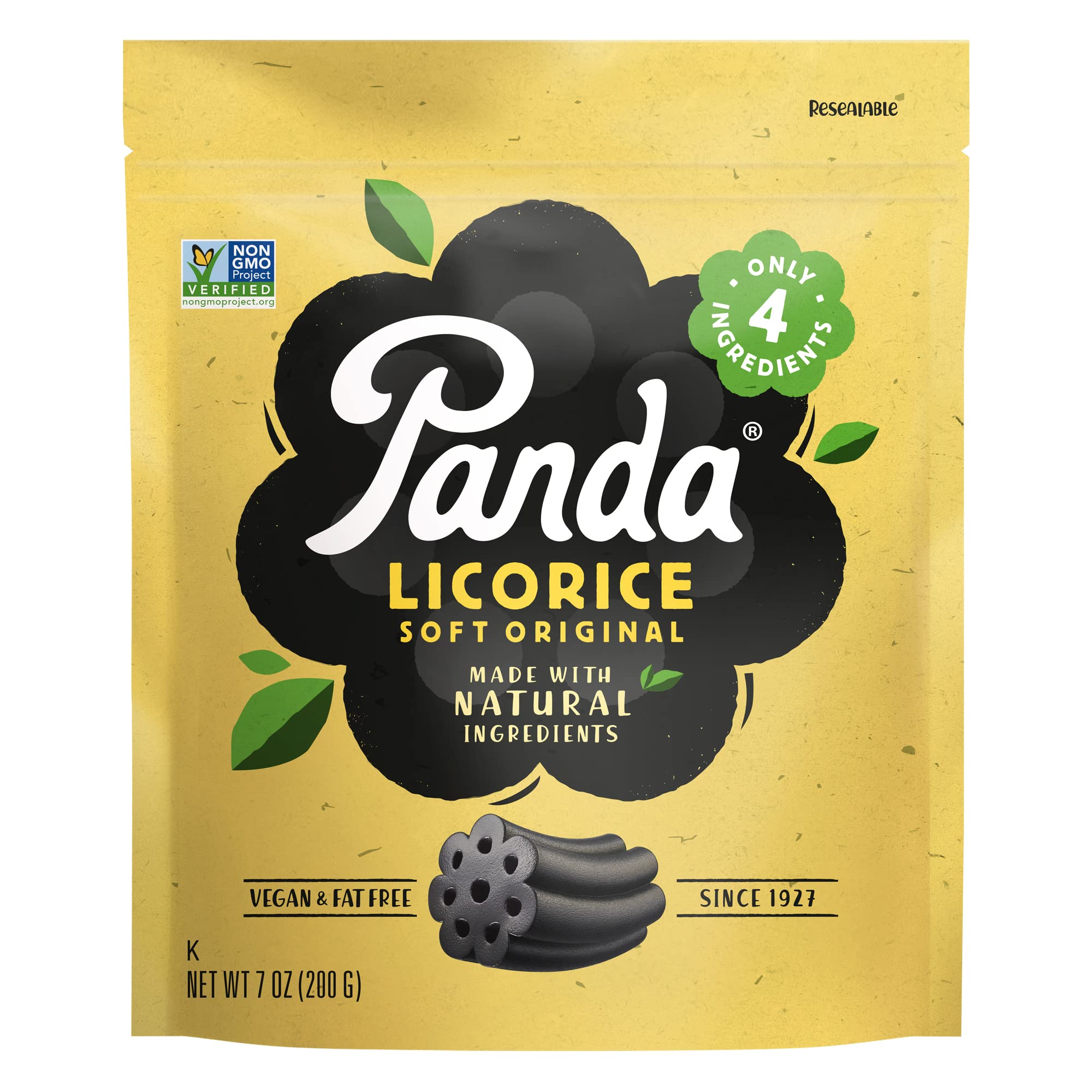 Panda Natural Licorice candies closeup highlighting chewy texture