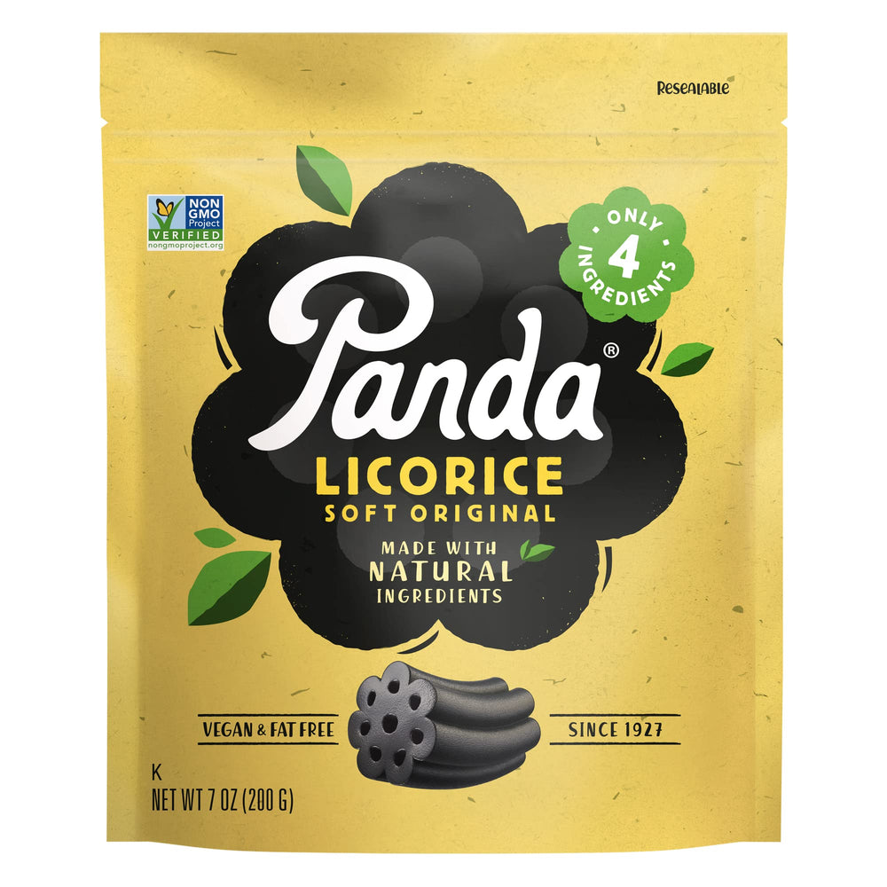 Panda Natural Licorice candies closeup highlighting chewy texture