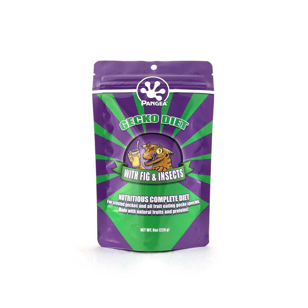 Pangea Gecko Diet with Fig & Insects 8oz packaging for geckos.