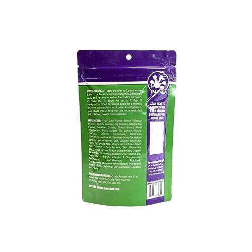 Pangea Gecko Diet ingredients panel showing fig and insect protein blend.