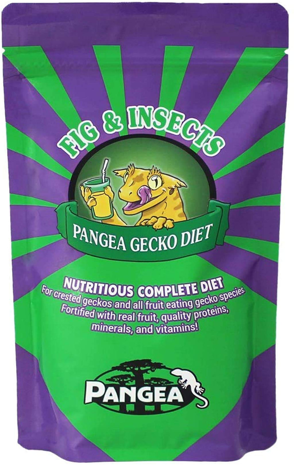 Pangea Gecko Diet packaging highlights fig and insect blend.