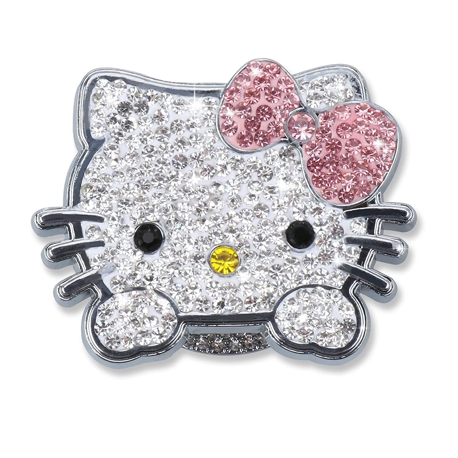 Pangpai bling push start cover with pink crystals protects the button and adds sparkle.
