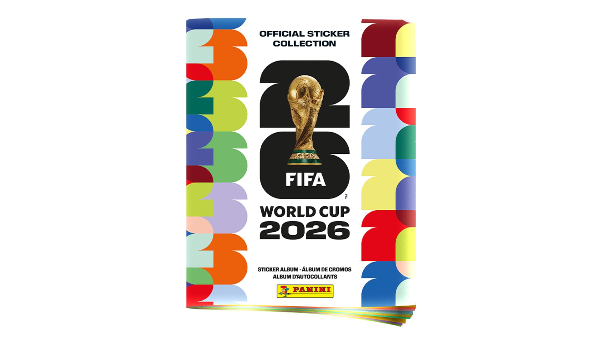 Panini 2026 World Cup Sticker Album cover shows team and stadium pages for collecting.