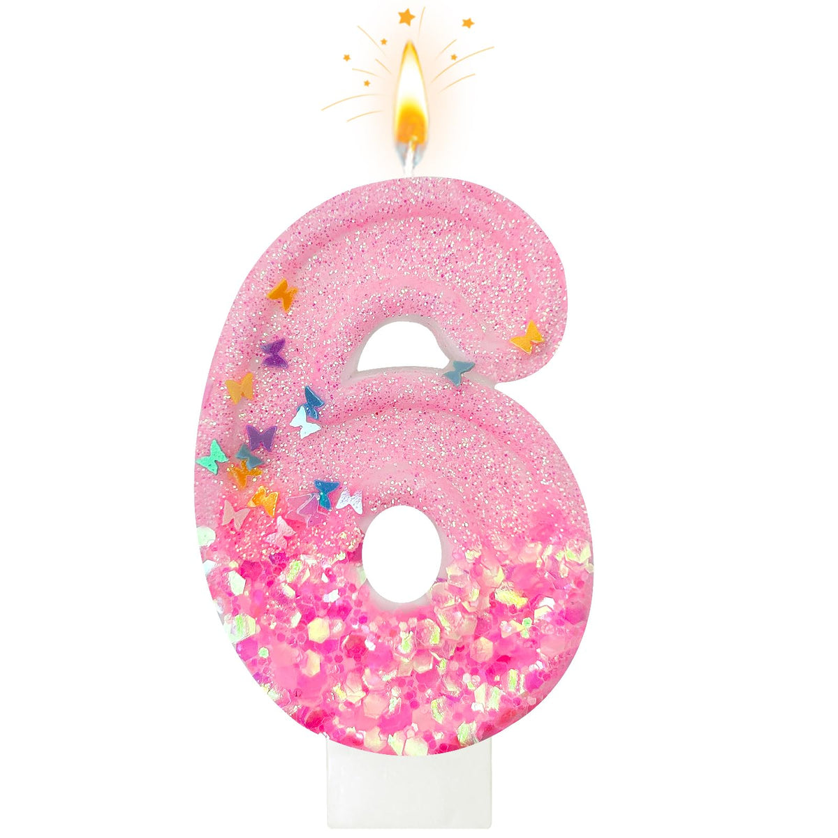 Panouo pink sequin candles on cake add elegant sparkle for a chic celebration