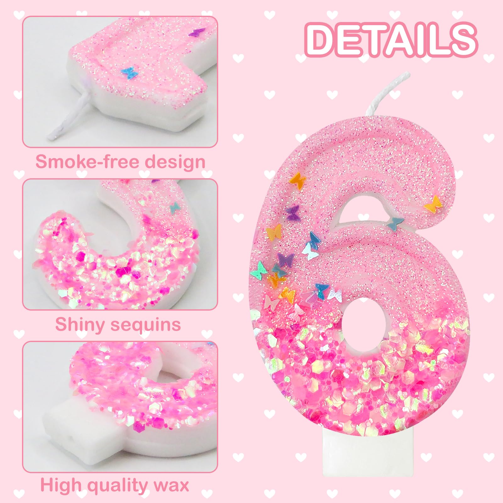Panouo pink sequin candles with numbers options offer versatile decorations for any age