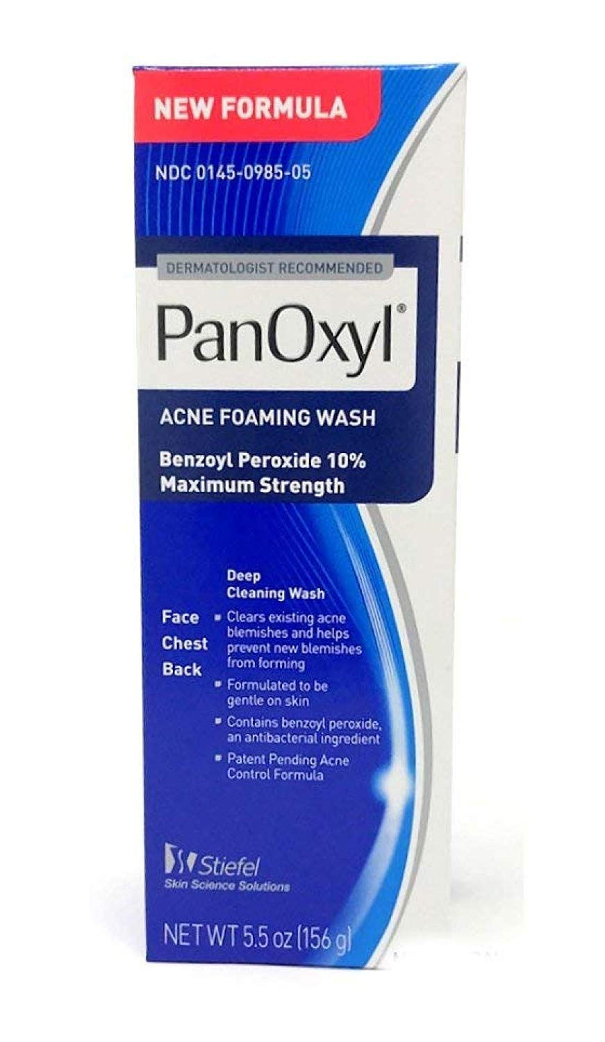 PanOxyl Acne Foaming Wash bottle showcases rich lather for clear pores.
