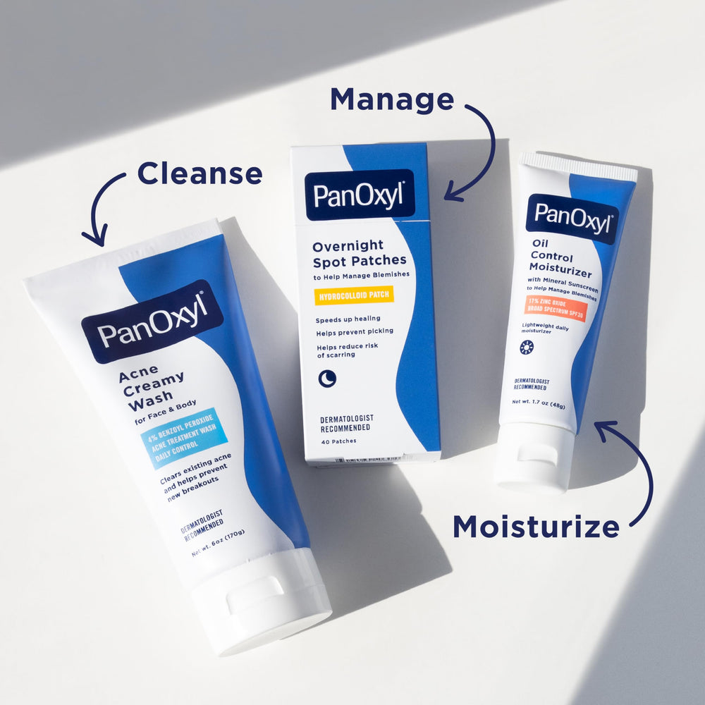 PanOxyl daily-use routine image for ongoing blemish management potential.
