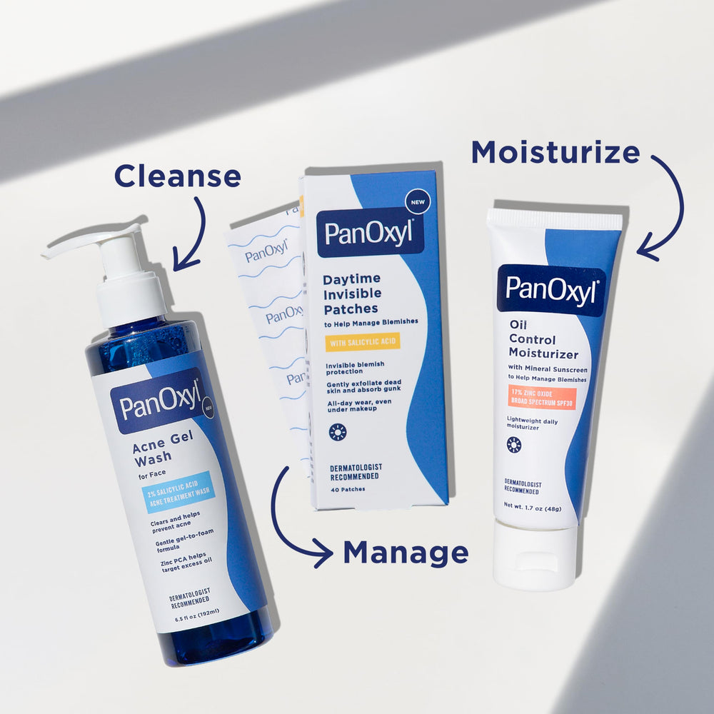 Box showing 20 large and 20 small PanOxyl patches.