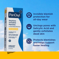 Close-up of PanOxyl patch delivering salicylic acid to unclog pores.