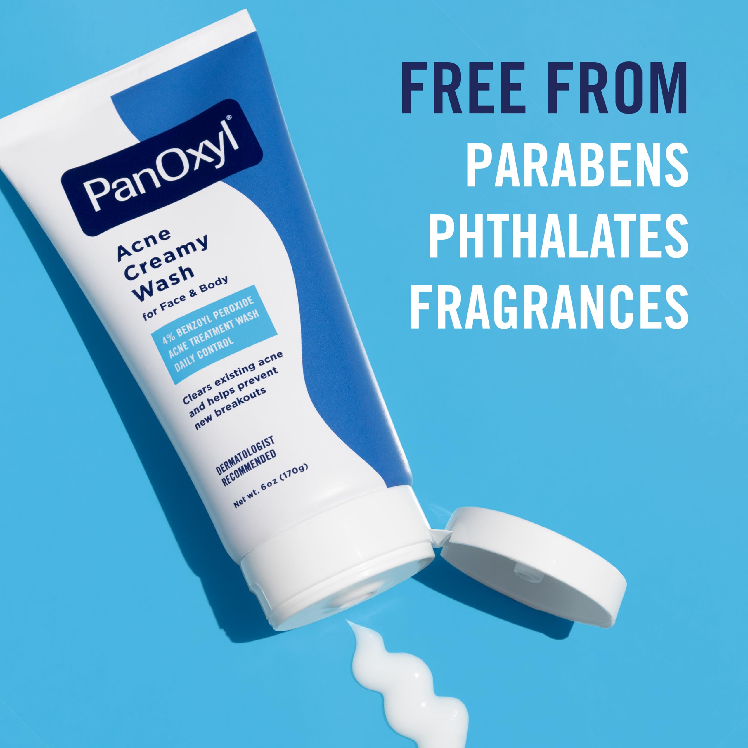 PanOxyl rinse with clear water demonstrates easy rinsing and fresh feel.