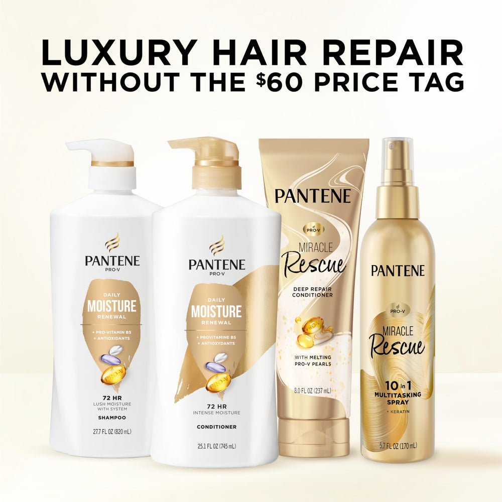 Color-safe formula on Pantene conditioner bottle for color-treated hair.