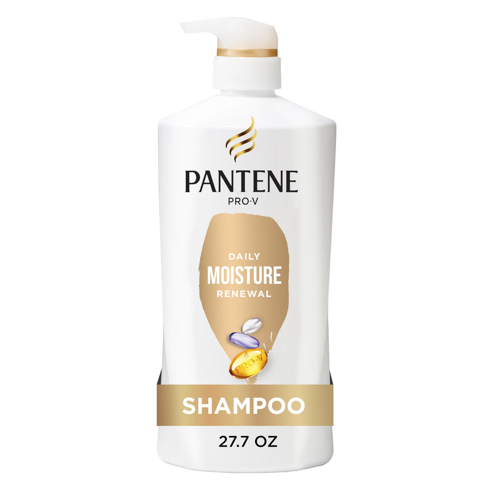 Pantene Daily Moisture Renewal Shampoo bottle delivering rich hydration.