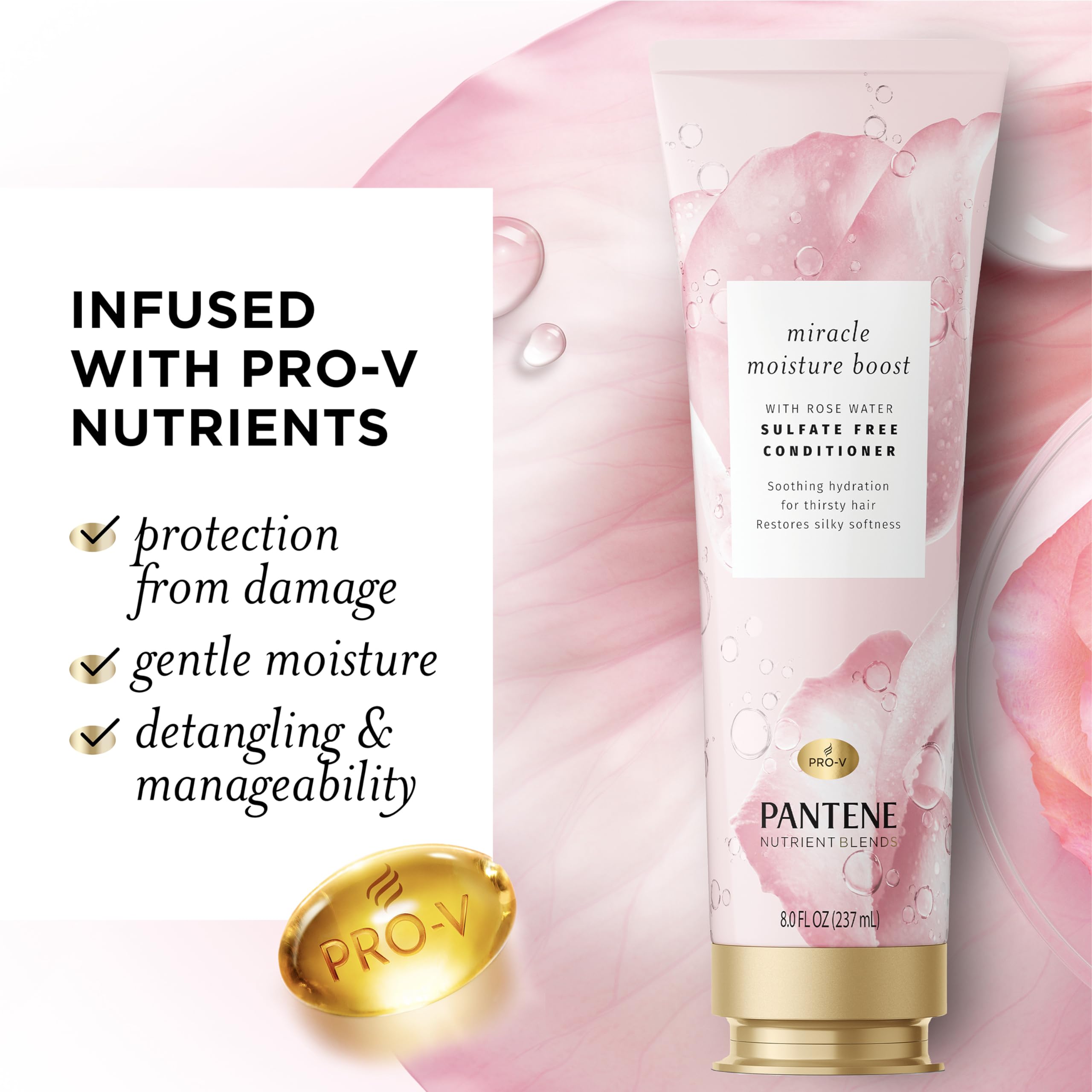 Pantene Nutrient Blends conditioner label closeup highlighting sulfate-free formula.