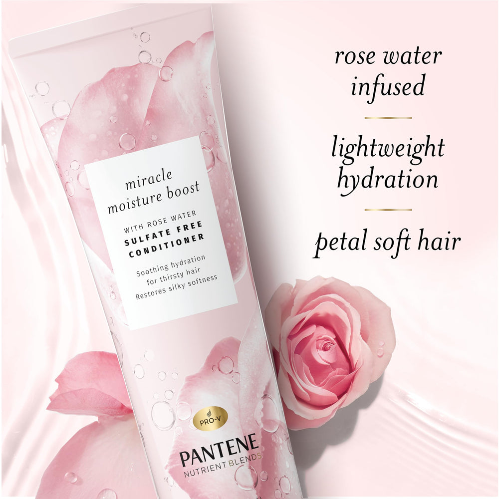 Pantene Nutrient Blends conditioner package side view highlights color-safe formula.