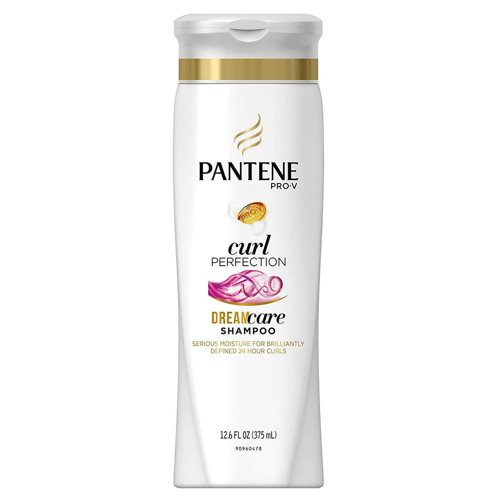 Pantene Pro-V Curly Perfection Shampoo bottle promoting defined, moisturized curls