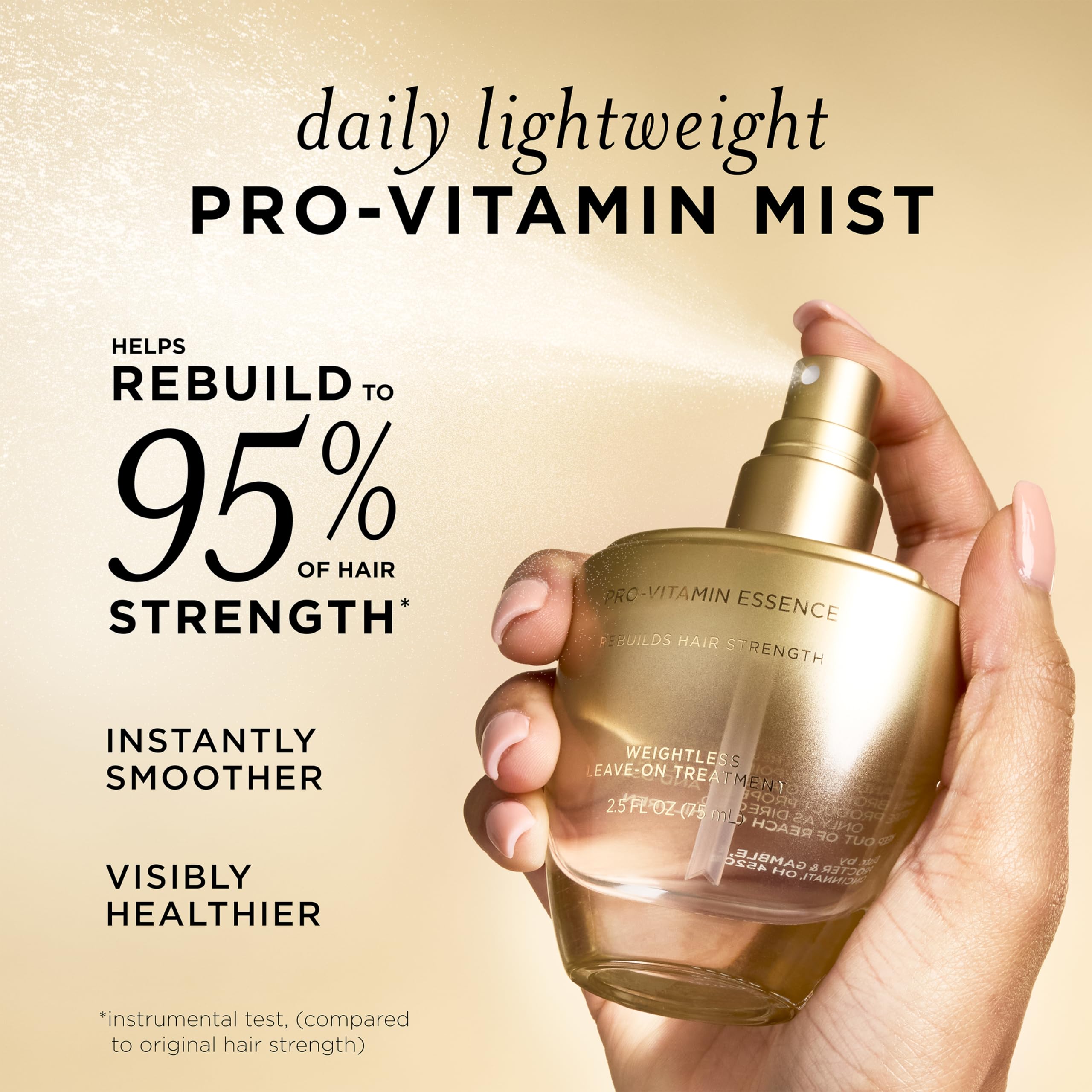 Pantene Pro-Vitamin Essence mist on wet hair relieves frizz and adds smoothness