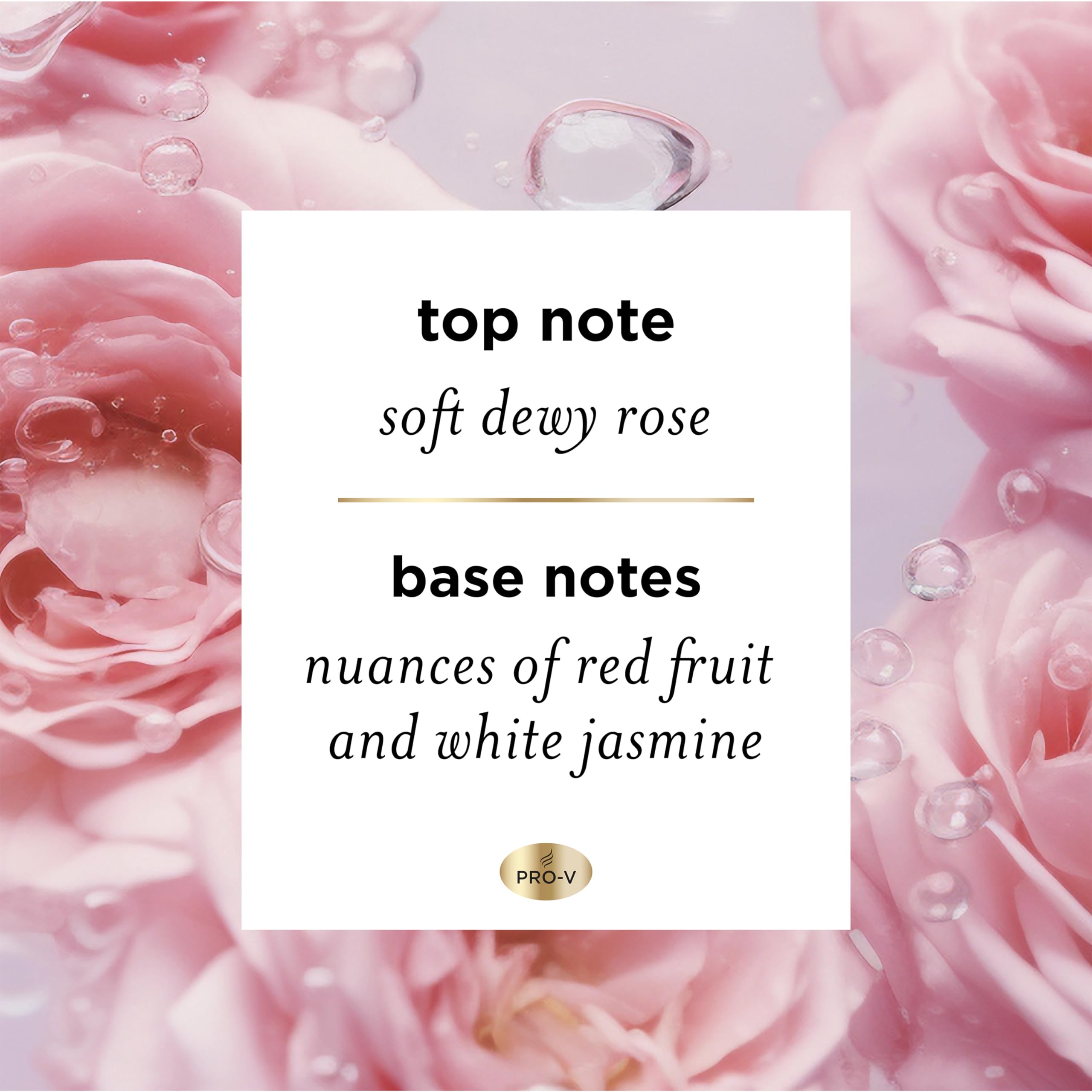 Pantene Rose Water bottle shot emphasizes nourished, hydrated hair routines.