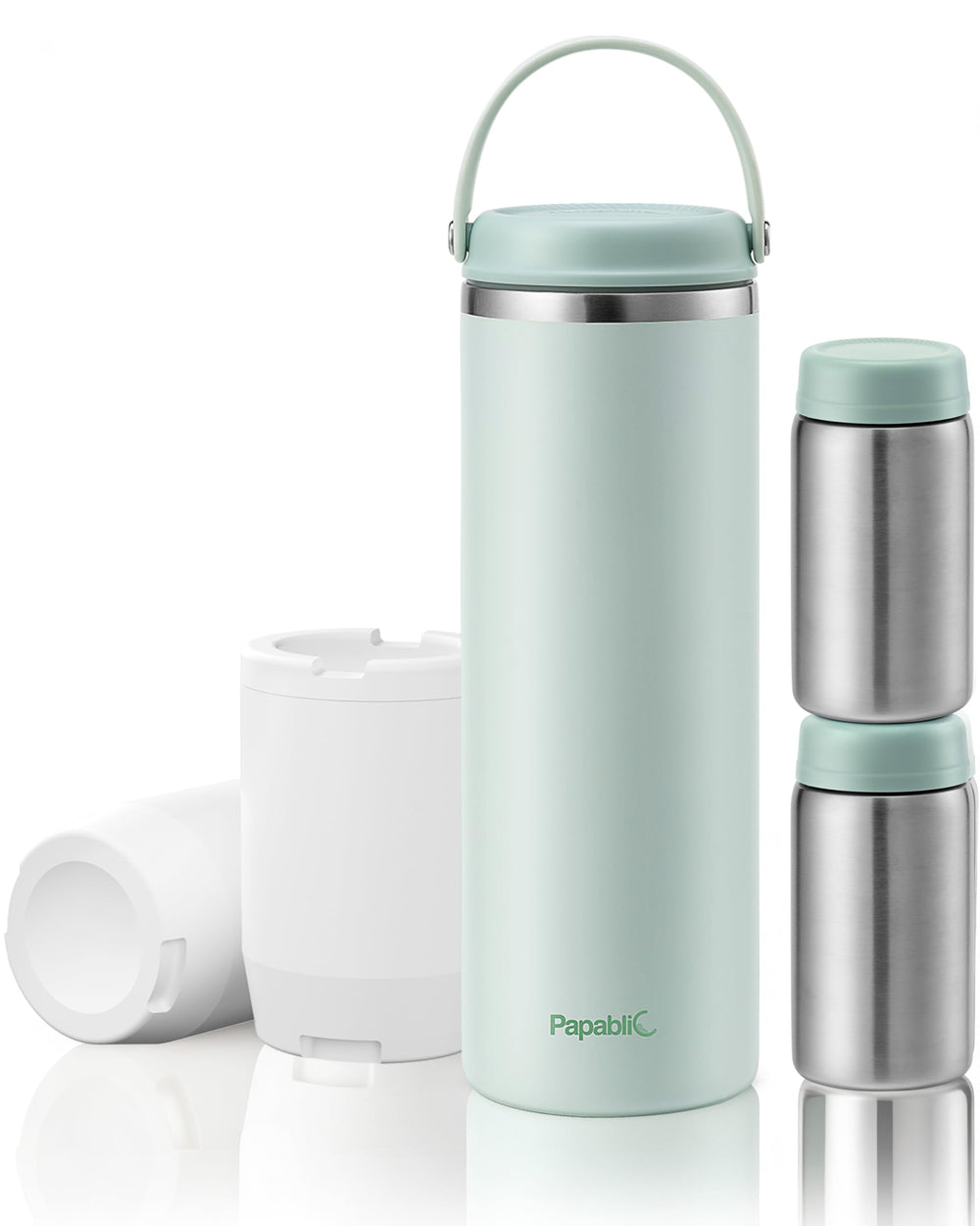 Papablic 360 CapsuleChill ice chamber keeps milk cool around bottles.