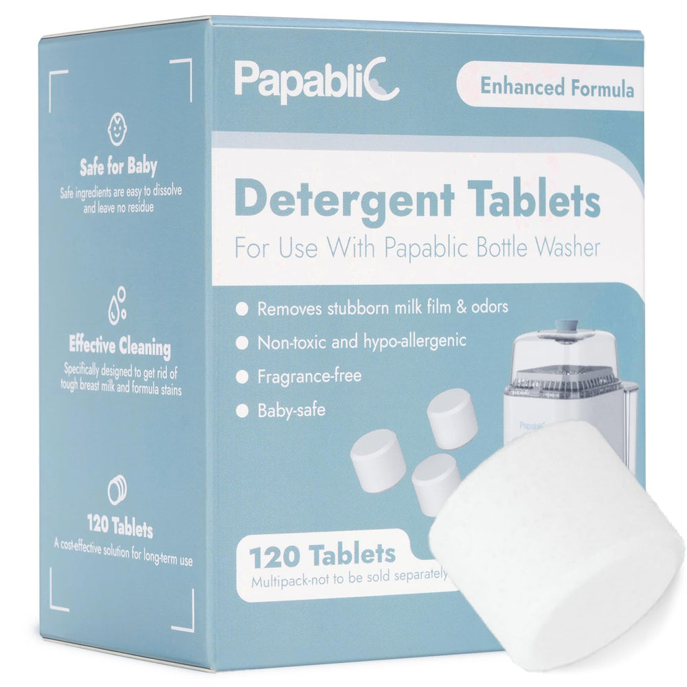 Papablic baby feeding gear cleaning scene with bottles and nipples