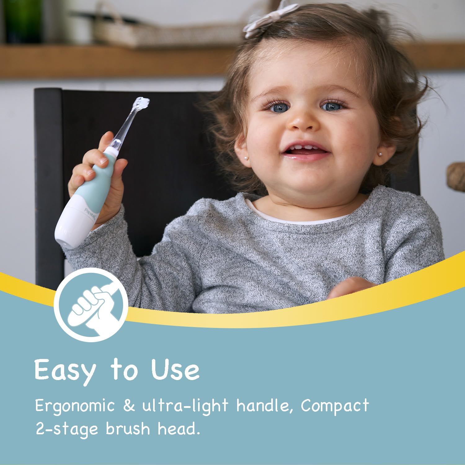 Papablic BabyHandy 2-minute timer guides even brushing across quadrants.