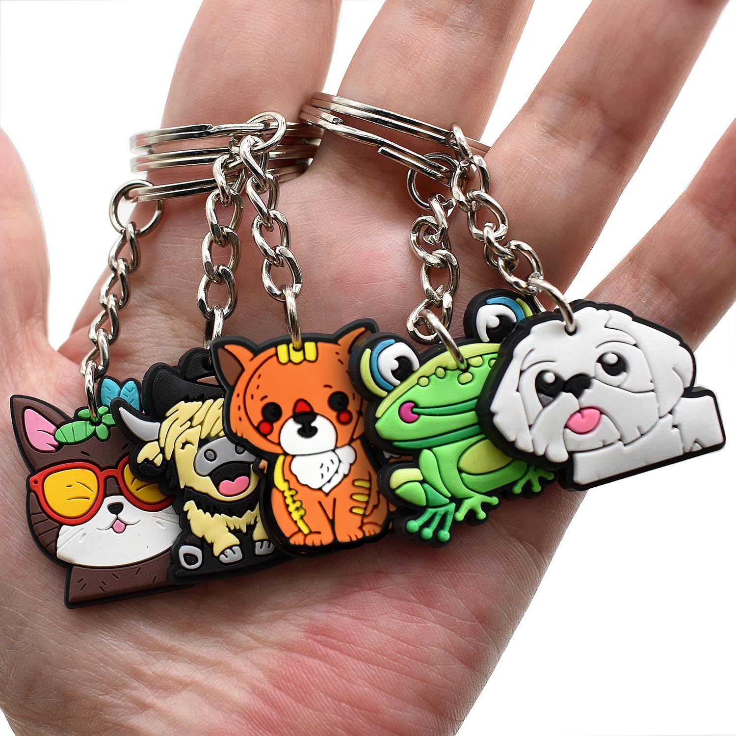 Papacharms durable metal keychains with non-toxic PVC charms.